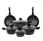 Eisenbach EB-10M2B: 10-delige pannenset met marmercoating, Huis en Inrichting, Pannenset, Ophalen of Verzenden, Keramische plaat