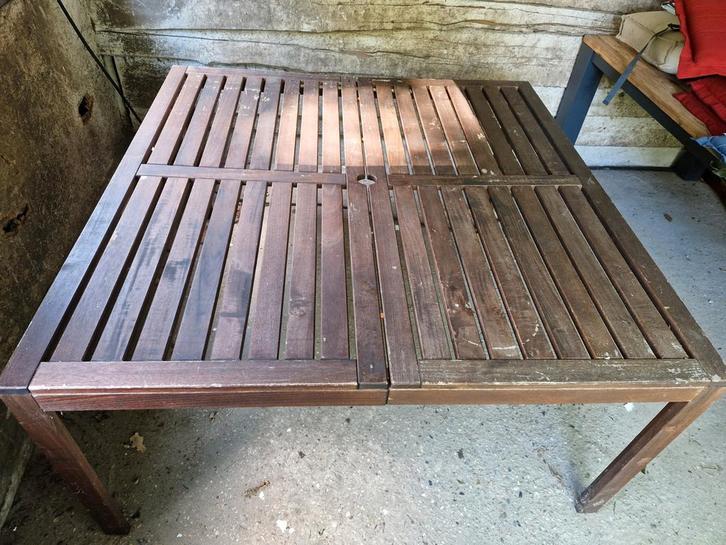 IKEA Houten Tuin Tafel - 140x140 cm, Tuin en Terras, Tuintafels, Gebruikt, Vierkant, Hout, Ophalen