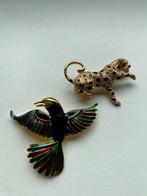 Broche vogel gaai panter goud, Sieraden, Tassen en Uiterlijk, Broches, Ophalen of Verzenden, Zo goed als nieuw, Goud, Overige materialen