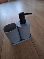 Kunststof zeeppompje en tandenborstelhouder, Ophalen of Verzenden, Gebruikt, Grijs, Overige typen