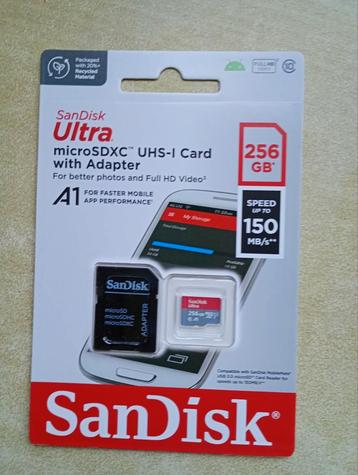 Nieuwin verpakking SanDisk Ultra 256GB microSDXC met Adapter beschikbaar voor biedingen