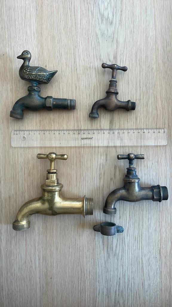 4x grote Buitenkraan Antiek Brons messing koper fonteinkraan, Tuin en Terras, Buitenkranen, Ophalen of Verzenden