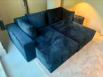 Velvet blauwe chaise lounge bank met kussens., Ophalen, Zo goed als nieuw