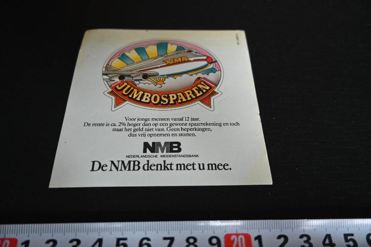sticker NMB Jumbosparen De NMB denkt met u mee, Verzamelen, Stickers, Zo goed als nieuw, Ophalen