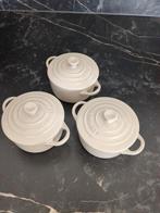 3* Le Creuset mini cocotte stoofpannetjes - Meringue, Huis en Inrichting, Keuken | Potten en Pannen, Ophalen of Verzenden, Zo goed als nieuw