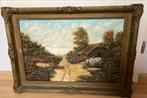 Klassiek schilderij landschap heide schaapsherder A Oomen, Ophalen of Verzenden