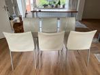 Zanotto Lia design stoelen, witachtig/beige leer bekleding, Ophalen, Gebruikt, Wit, Metaal