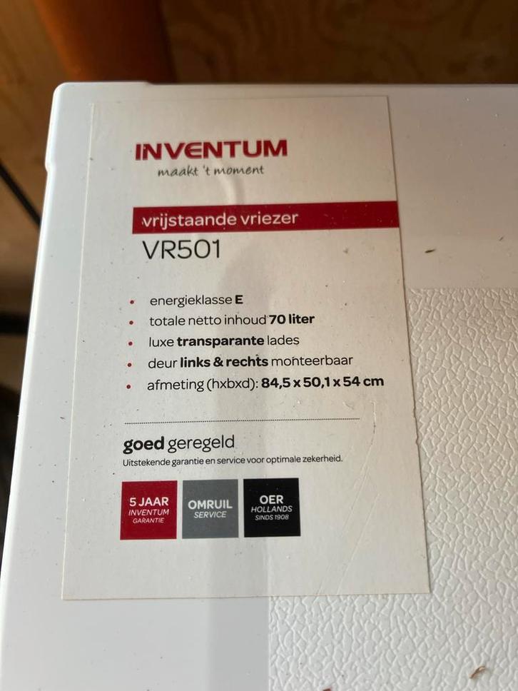 Inventum vriezer - 3 laden - z.g.a.n., Witgoed en Apparatuur, Vriezers en Diepvrieskisten, Zo goed als nieuw, Vrijstaand, Vrieskast