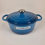 Le Creuset braadpan in Marseille blauw Ø 24 cm, Ophalen, Gietijzer, Nieuw, Keramische plaat