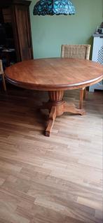 Eettafel rond 130, mooie hard grenen blad en voet, Ophalen, Rond, Vijf personen of meer, 100 tot 150 cm