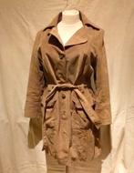 lange SUEDE-LEREN JAS khaki kleur, Kleding | Dames, Ophalen of Verzenden, Zo goed als nieuw, Maat 46/48 (XL) of groter, Groen