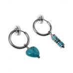 Ø16mm Oorclips + Turkoois Stenen RVS Dames Oorbellen + Hart, Overige materialen, Hangers, Birgitta-Gracht 33, 6465 EL Kerkrade, Nederland