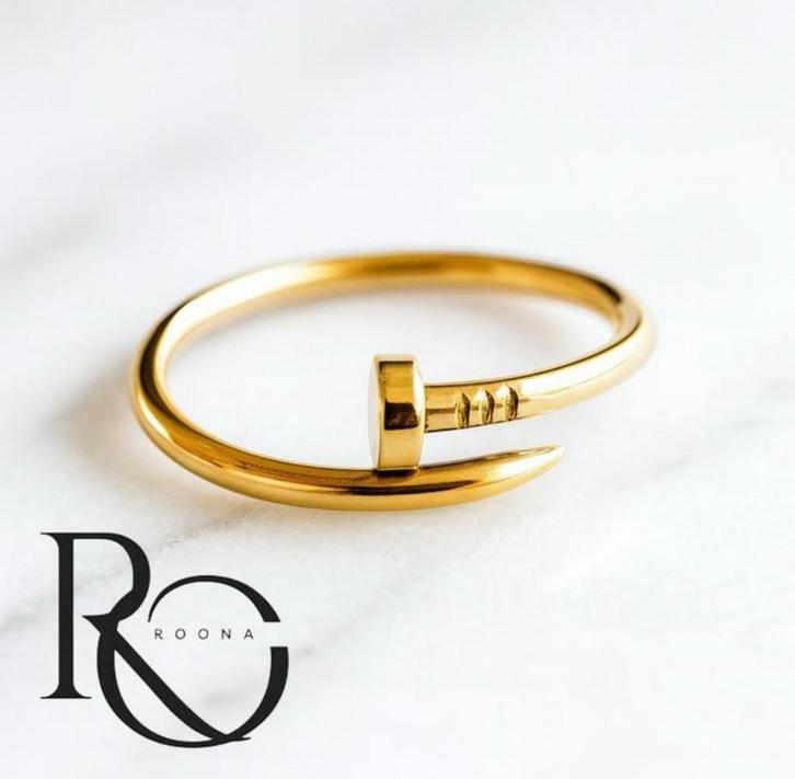 14 karaat gouden Nail ring Spijker ring, Sieraden, Tassen en Uiterlijk, Ringen, Nieuw, Dame, 20 of groter, Goud, Ophalen of Verzenden