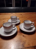 3 vintage espresso kopjes van DE. Wit met zilver, Kop en/of schotel, Ophalen of Verzenden, Zo goed als nieuw