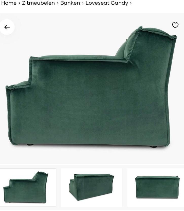 Loveseat Candy Emerald Groen Velvet + Poef, Auto diversen, Automatten, Zo goed als nieuw, Ophalen of Verzenden