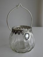 Mooie Vintage Pot of Mandje met Hengsel van Glas en Metaal, Antiek en Kunst, Antiek | Glas en Kristal, Ophalen
