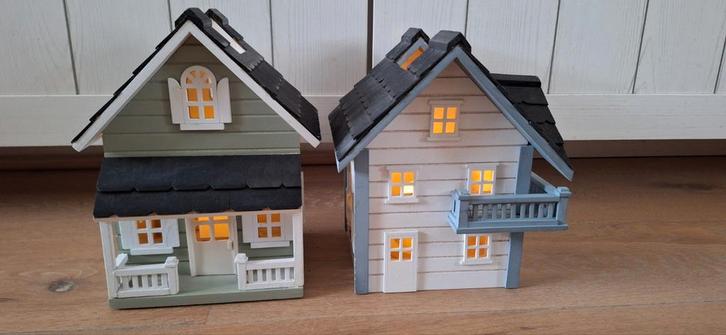 Twee houten Riviera Maison huisjes Kerst huisjes, Diversen, Kerst, Ophalen of Verzenden