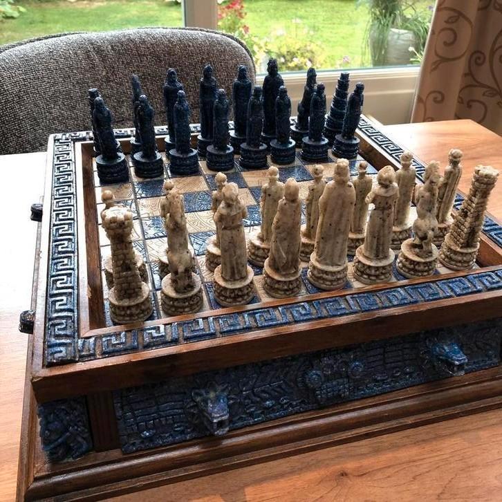 Oud Mexicaans schaakbord, Hobby en Vrije tijd, Gezelschapsspellen | Bordspellen, Zo goed als nieuw, Ophalen