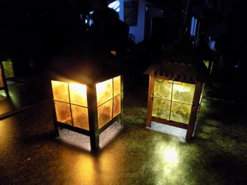 Amsterdamse school hanglamp set lantaarnmodel set van twee beschikbaar voor biedingen