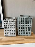 Riviera Maison windlichten grijs/groen, Grijs, 25 tot 50 cm, Ophalen of Verzenden, Zo goed als nieuw