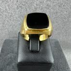 Gouden Ring | 14k | 6,4g | onyx ring | mt 19 | 395099, Gebruikt, 19 tot 20, Ophalen of Verzenden, Dame