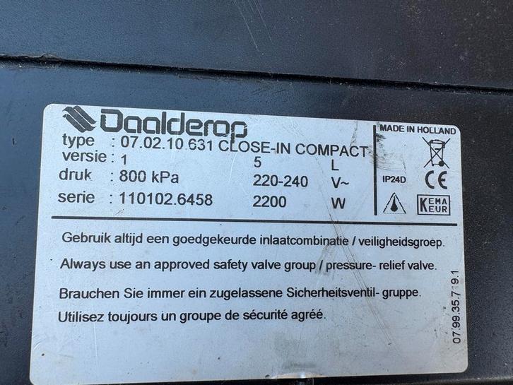 Daalderop Plint Boiler - Close-in Compact, Doe-het-zelf en Verbouw, Geisers en Boilers, Gebruikt, Boiler, Minder dan 20 liter
