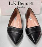 LK Bennett Polly Leather Contrast Stitch Flats schoen hak 37, Schoenen met lage hakken, Zwart, Nieuw, Ophalen of Verzenden