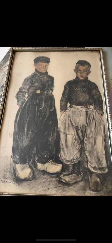 Schilderij Volendammer Jongetjes, Antiek en Kunst, Kunst | Tekeningen en Foto's, Ophalen of Verzenden