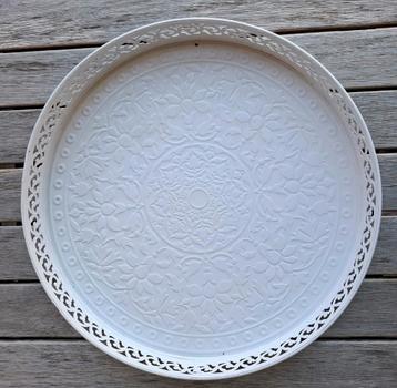 GRATIS Metalen dienblad met bloemendecor, kleur wit, 40 cm beschikbaar voor biedingen