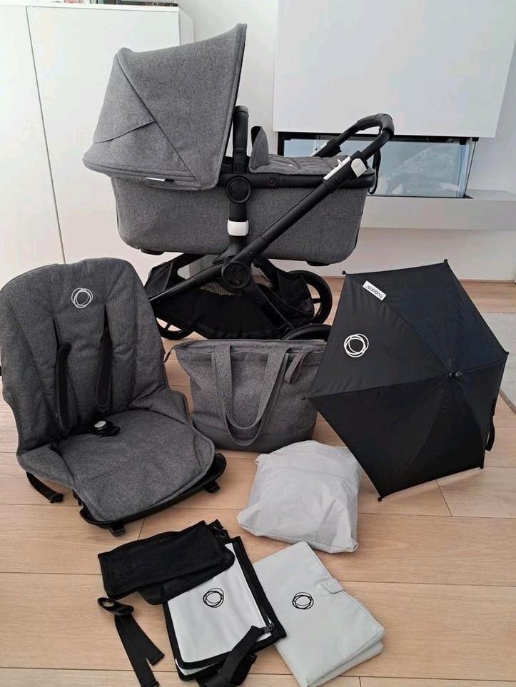 Bugaboo FoX grey melange ALS NIEUW!, Kinderen en Baby's, Kinderwagens en Combinaties, Zo goed als nieuw, Bugaboo, Verstelbare duwstang