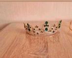 Goud Kristal Tiara Barok Ronde Kroon Royal Queen King Kronen, Ophalen of Verzenden, Zo goed als nieuw