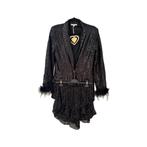 Soky & Soka | Blazer pailetten veren glitter zwart | Maat M, Verzenden, Nieuw, Maat 38/40 (M), Zwart