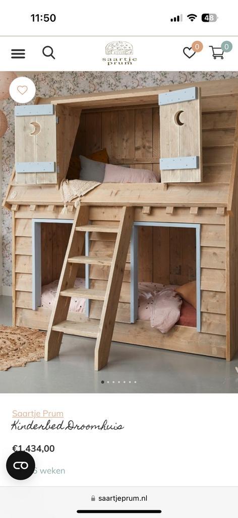 Steigerhouten Kinderbed droomhuis van Saartje Prum, Kinderen en Baby's, Kinderkamer | Stapelbedden en Hoogslapers, Zo goed als nieuw