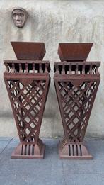 Set Corten staal tuinornamenten – unieke handgemaakte zuilen, Tuin en Terras, Ophalen, Gebruikt