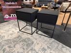 Nachtkastjes Zwart/Metaal 2x €139,- Direct/leverbaar E-7126