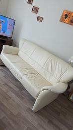 Witte leren bank - Stijlvol en comfortabel!, Huis en Inrichting, Banken | Bankstellen, Ophalen, Gebruikt, Leer