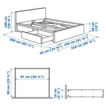 Compleet Ikea Malm bed 140x200 + nachtkastjes - afbeelding 9
