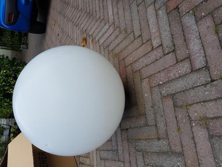 10 lampbollen met fitting  op aluminium voet voor paal monta, Tuin en Terras, Buitenverlichting, Gebruikt, Staande lamp, Aluminium