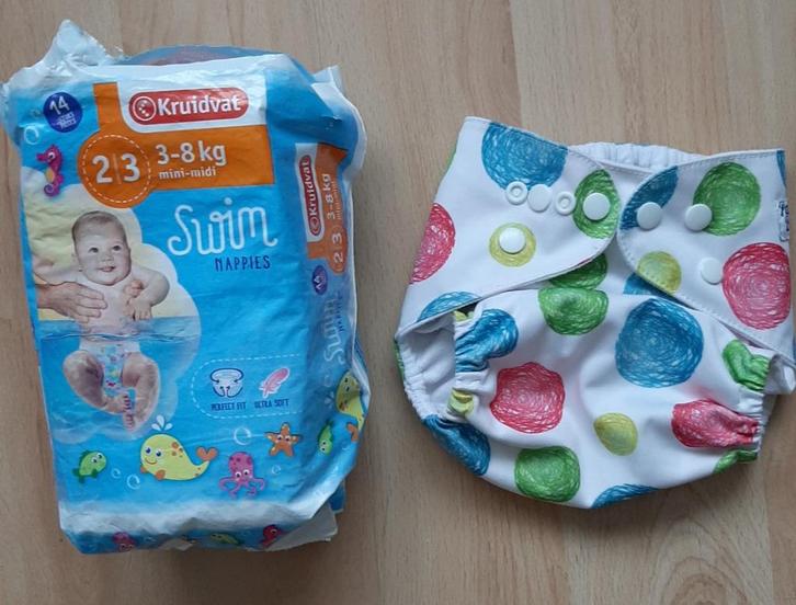 Zwemluiers (maat2/3)en wasbare zwemluier, Kinderen en Baby's, Babykleding | Baby-zwemkleding, Zo goed als nieuw, Zwemluier, One size