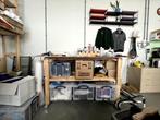 Houten bureau op wielen 180cm, Ophalen, Met wielen, Zo goed als nieuw, Stabureau