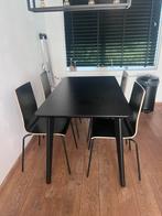 Zwarte eetkamerset te koop, Ophalen, Zo goed als nieuw, Modern, 4 tot 6 stoelen