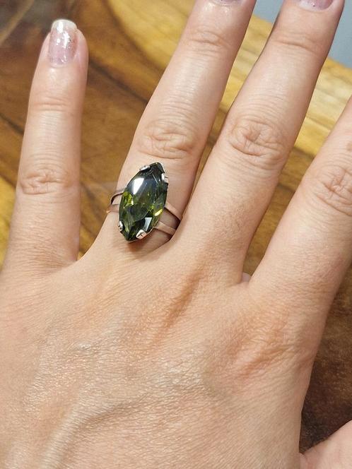 Reservd voor Limburger Markies gesneden groene Peridot ring, Sieraden, Tassen en Uiterlijk, Ringen, Zo goed als nieuw, Dame, 17 tot 18