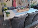 houten tafel en 6 stoelen, Tuin en Terras, Tuinsets en Loungesets, Ophalen, Zo goed als nieuw, Hout
