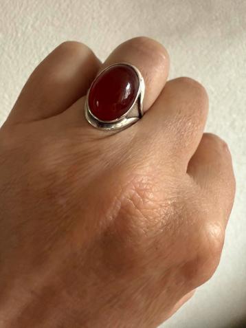M086/Zilveren Vintage CARNEOOL Steen ring 17 beschikbaar voor biedingen