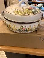 Vintage Hapjespan - Bloemmotief, Ophalen of Verzenden, Gebruikt, Koekenpan of Braadpan, Inductieplaat