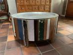 Grote ronde salontafel van sloophout met los dienblad, Huis en Inrichting, Tafels | Salontafels, Ophalen, 50 tot 100 cm, Rond
