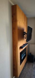 Houten TV-meubel met haard & Panasonic TV, 100 tot 150 cm, 75 cm of meer, 100 tot 150 cm, Ophalen of Verzenden