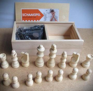 Schaakspel~Hout~Houten Schaakset in bewaardoos beschikbaar voor biedingen