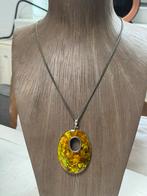 Eerste gehalte ketting zilver met abalone schelp hanger, Sieraden, Tassen en Uiterlijk, Kettingen, Met hanger, Gebruikt, Ophalen of Verzenden