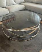 Ronde Salontafel – Aluminium Frame met Getint Glas, Ophalen, Rond, Zo goed als nieuw, Glas